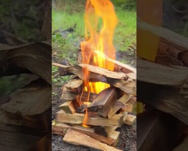 The log cabin fire technique is really easy #prepper #survival